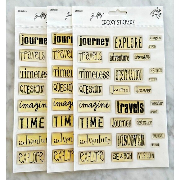 NEW Lot of Scrapbooking Junk Journal Travel Stickers- Tim Holtz Epoxy- 160 pcs - Picture 5 of 16